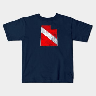 Utah Dive Scuba Diving State Map Dive Flag Distressed Kids T-Shirt